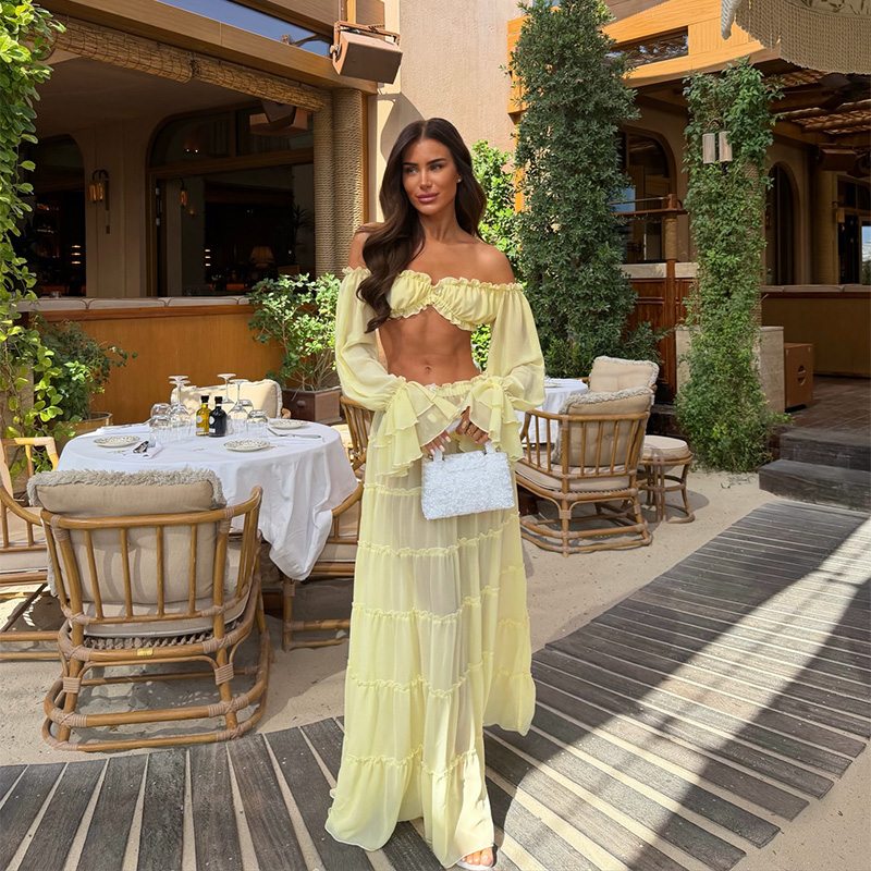 Chique gele maxi rokpak voor d - Blouse Off Shoulder recensie en prijs