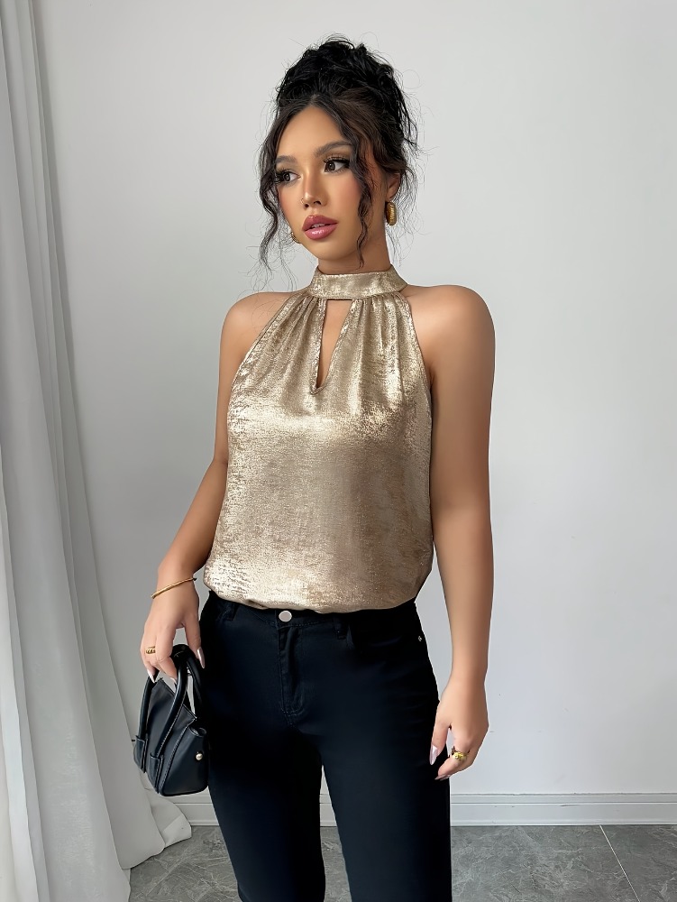 Champagne gouden glanzende gla - Blouse Off Shoulder recensie en prijs